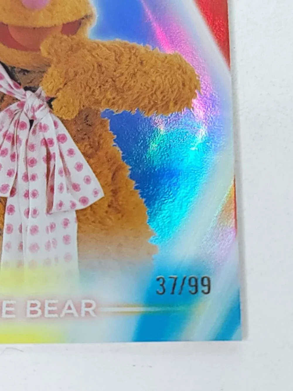 Fozzie Bear Topps 2026 Disney Neon Holo Parallel Refractor Limited 37/99 - Picture 3 of 5